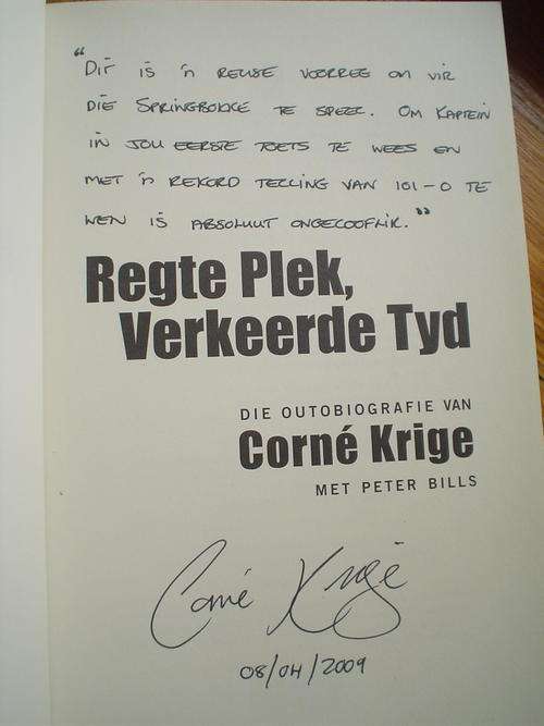 GETEKEN: Corne Krige - Regte plek, verkeerde tyd
