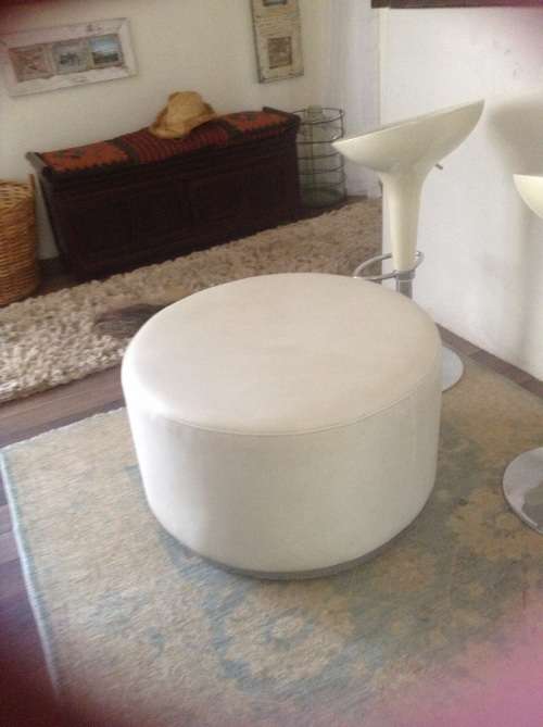Stunning round white large ottoman