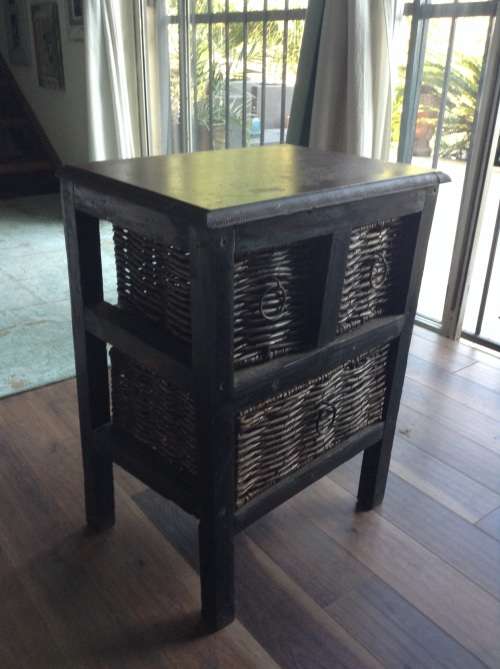 Dark wood 3 drawer bedside table or side table