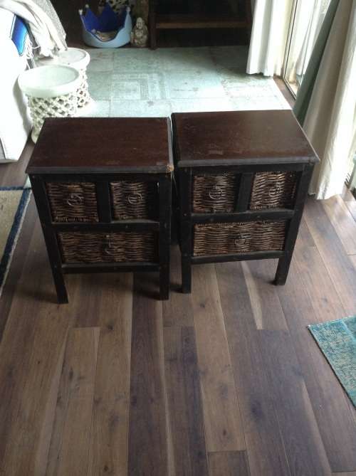 Dark wood 3 drawer bedside table or side table