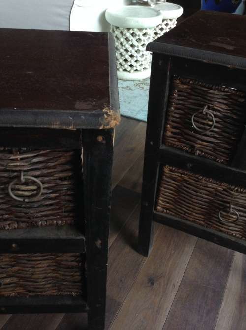 Dark wood 3 drawer bedside table or side table