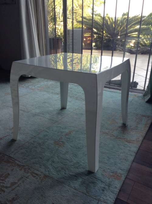 White Perspex side table