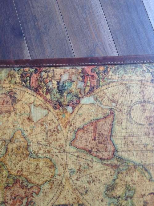 Ornate leather bond World Map Travel Bag