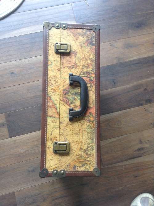 Ornate leather bond World Map Travel Bag