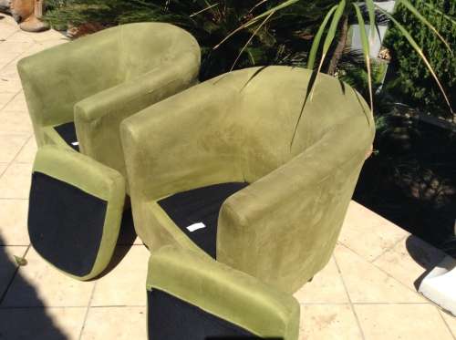 Lime green suede type tub chair