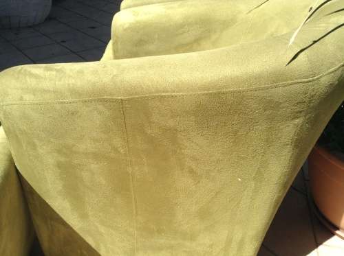 Lime green suede type tub chair