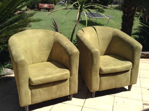 Lime green suede type tub chair