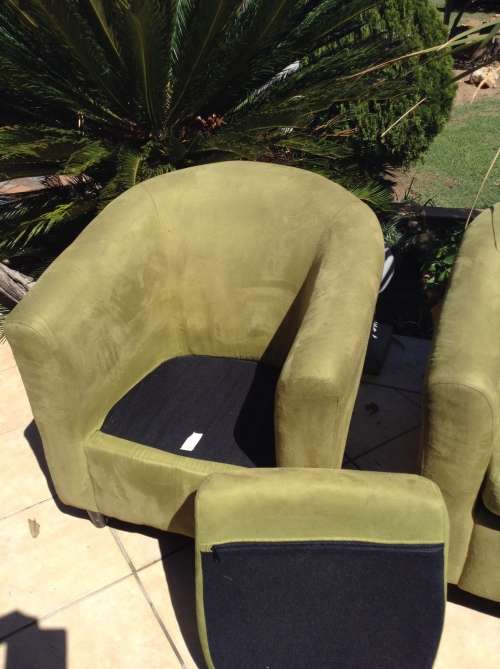 Lime green suede type tub chair