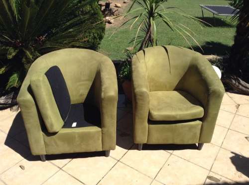 Lime green suede type tub chair