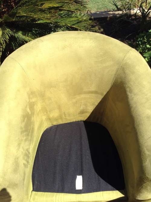 Lime green suede type tub chair