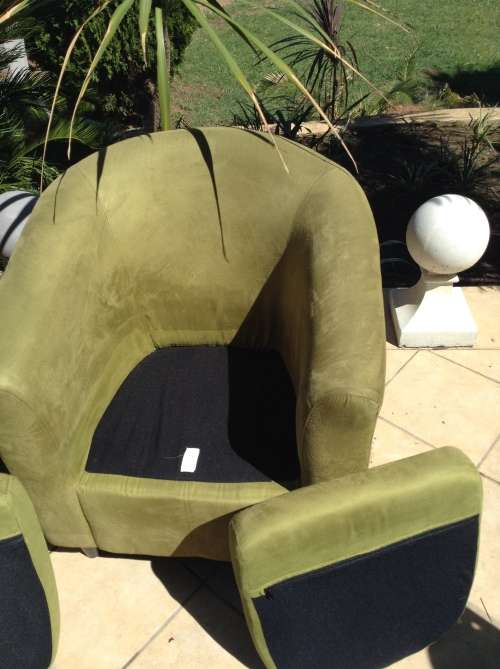 Lime green suede type tub chair