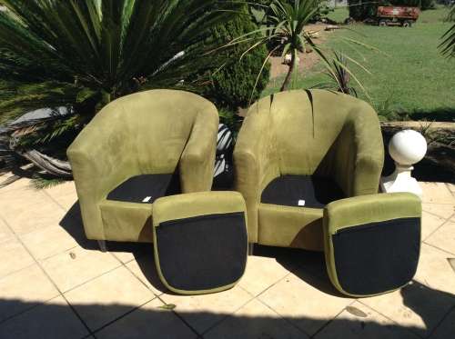 Lime green suede type tub chair