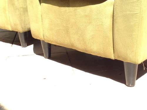 Lime green suede type tub chair