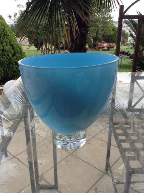 Baby blue glass bowl Art Deco