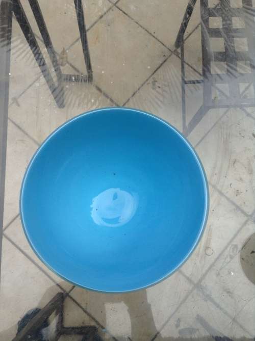 Baby blue glass bowl Art Deco