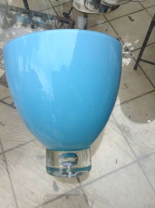Baby blue glass bowl Art Deco