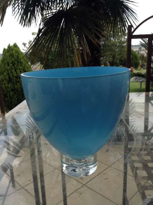 Baby blue glass bowl Art Deco