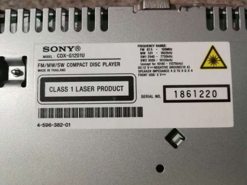 Sony CDX-G1201U Car Stereo Radio. Blue Backlight. Free Shipping Postnet to Postnet