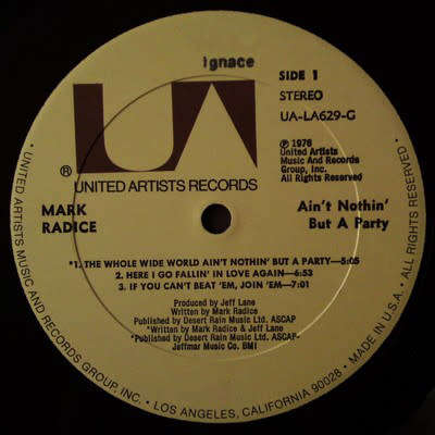 MARK RADICE ~ Ain`t Nothin` But A Party (LP) USA Press 1976 EX - FUNK SOUL DISCO