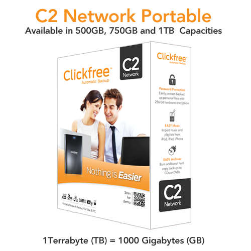 ClickFree C2N 2.5" 1 Tb Network portable backup
