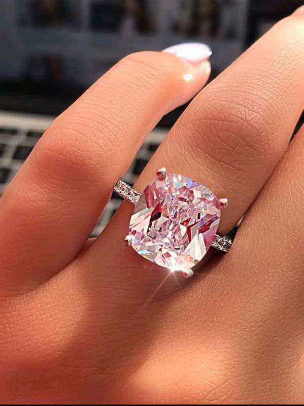 Elegant & Romantic Cushion Cut 4-prong Square Diamond Ring For Women, Wedding/engagement/party/propo