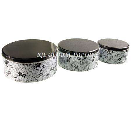 BISCUIT TINS SET-OF-3 ROUND