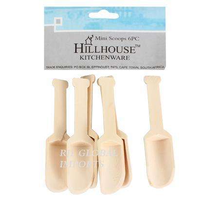 SPRING SPECIAL! WOODEN MINI-SCOOPS 6PCE NATURAL WOOD