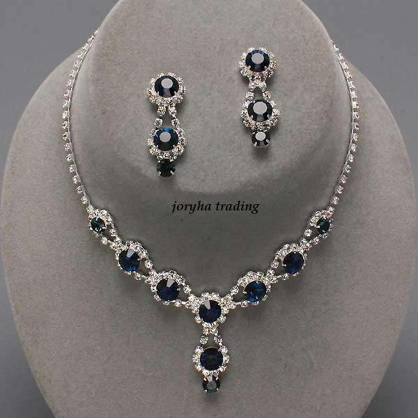 FREE SHIPPING - EXQUISITE DAZZLING EVENING NECKLACE & EARRING SET