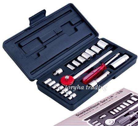 Toolset/Socket Met 4-17mm 21pc 1/4+3/8dr