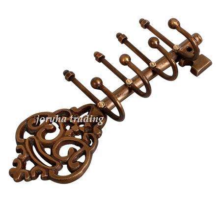 Key-Holder Brass Antique Key-Shape 4hook [20 cm]