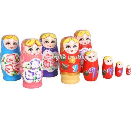 Orn Fig Babushka Doll Stacking 5pc Asst colours