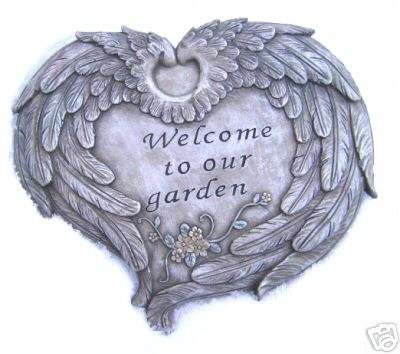 25cm "Angel Wing Welcome" Garden Stone - Proudly made in SA