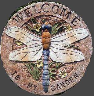 27cm Dragonfly Welcome Garden Stone decor. - made in SA