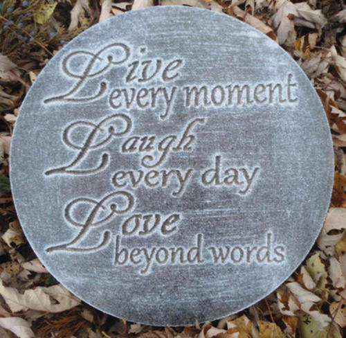 25cm - LIVE EVERY MOMENT  Garden Stone decor - made in SA
