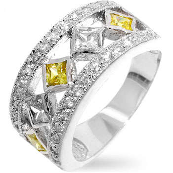 Anniversary/Eternity Diamond and Topaz CZ in Platinum-look finish- size 6