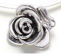 Chanel Inspired Rose Pendant on Silver Chain