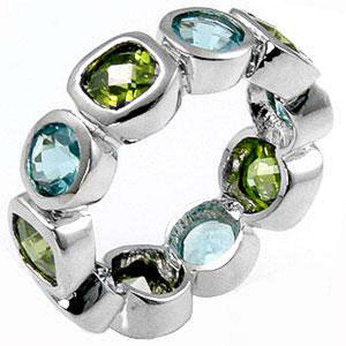 Peridot & Aqua CZ Bezel set to Perfection