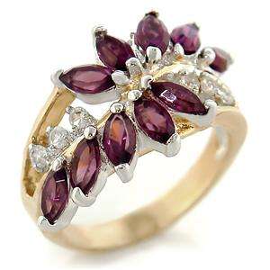Amethyst Swarovski GoldtoneRing in size 6