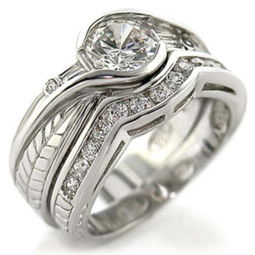 Stunning Simulated Diamond Twin Wedding Set in Size 8