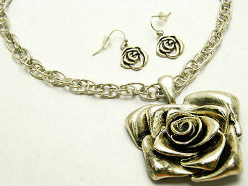 Rose Necklace Set with matching Earrings