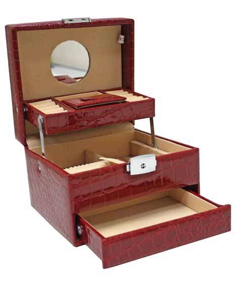 Faux Croc Triple layer Jewellery Cases