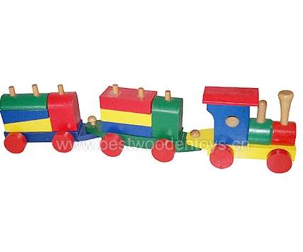 37 cm Wooden Train with stacking blocks
