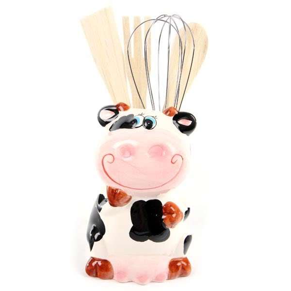 Tea Time Duo - Betsy Cow Milk Jug and Teaspoon Holder