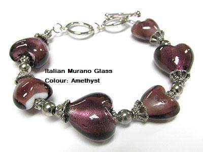 Amethyst Murano Glass Bracelet with Free Matching earrings