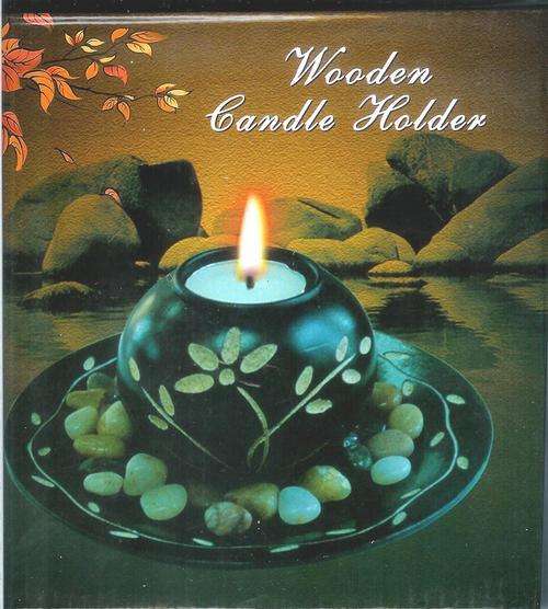 Candle Holder with Plate and Stones