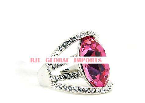 "NEW! GLAMOUR GIRL RANGE"  -  Pink Topaz Crystal Ring in Size 6, 7 & 8 Only