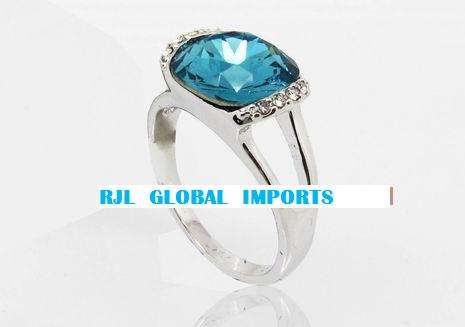 "NEW! GLAMOUR GIRL RANGE" - Austrian Blue Topaz Crystal Ring in Size 6, 7 & 8 Only
