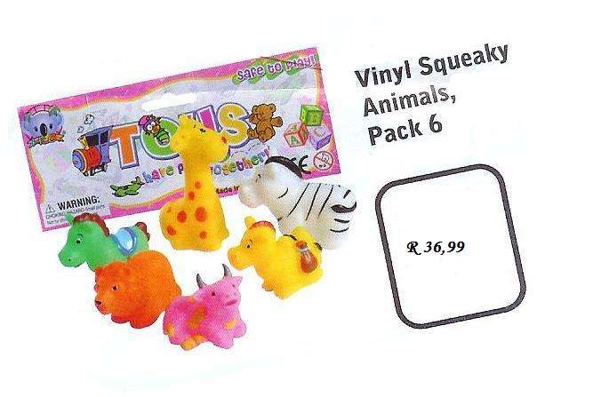 BABY PLAYTHINGS - PACK OF SIX SQUEAKY TOYS