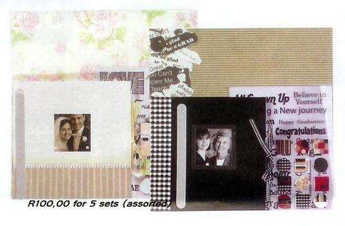 20 Piece mini Scrapbook kits - R100,00 for 5 packs assorted