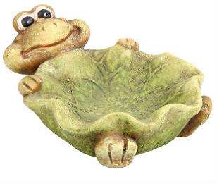 FROG WITH LEAF BIRD BATH 20CM